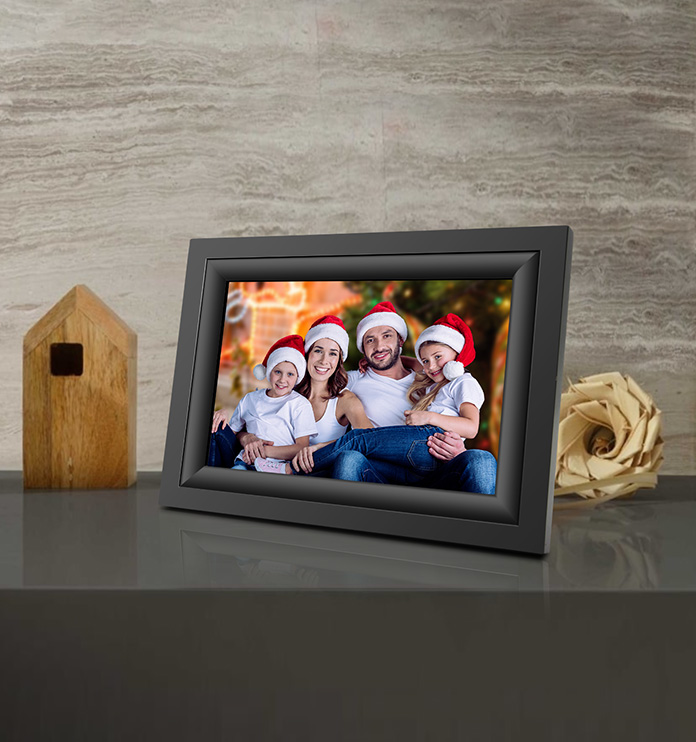 Digital picture frame 10 inch wifi free iOS Android APP display family photos on desk